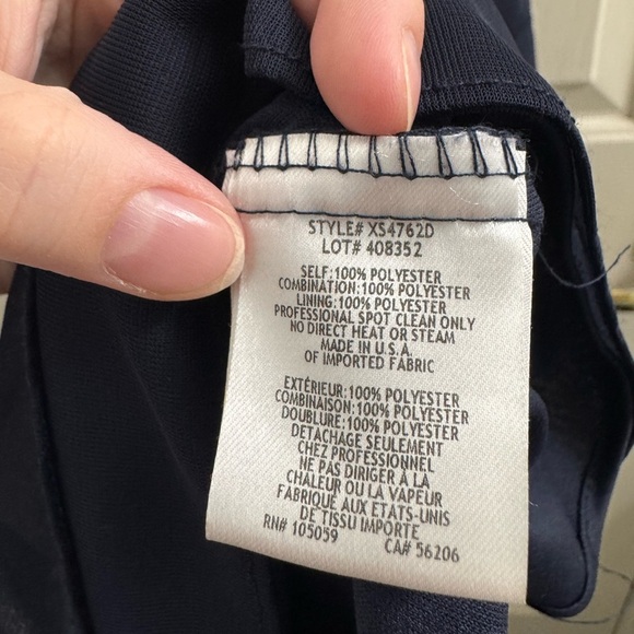 Xscape Navy Dress with Beaded Shoulders - Picture 9 of 13